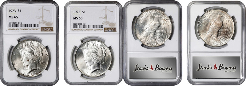 Lot of (2) Philadelphia Mint Peace Silver Dollars. MS-65 (NGC).

Included are:...