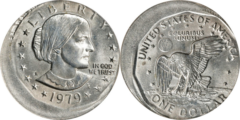 1979-P Anthony Dollar. Narrow Rim. Struck 15% Off Center @ 2 O'Clock. MS-62 (ANA...