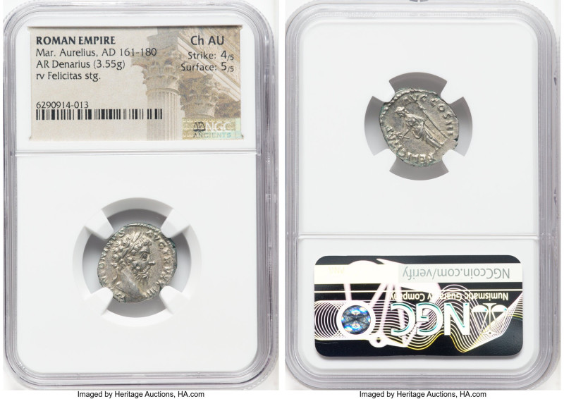 Marcus Aurelius, as Augustus (AD 161-180). AR denarius (18mm, 3.55 gm, 4h). NGC ...