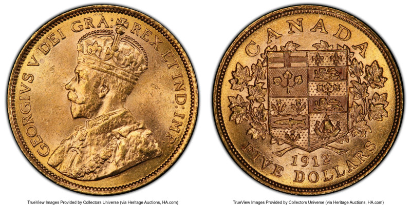 George V gold 5 Dollars 1912 MS63 PCGS, Ottawa mint, KM26, Fr-4. HID09801242017 ...