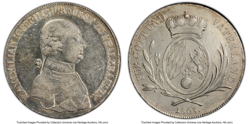 Bavaria. Maximilian IV Joseph 1/2 Taler 1805 AU Details (Repaired) PCGS, KM662. ...