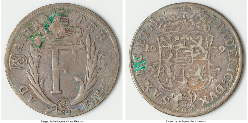 Saxe-Gotha-Altenburg. Friedrich I 2/3 Taler 1679 VF (Verdigris), Gotha mint, KM8...