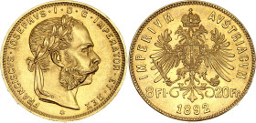 Austria 8 Florins / 20 Francs 1892 Restrike