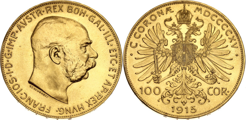 Austria 100 Corona 1915 Restrike

KM# 2819, Fr# 507, N# 15147; Gold (.900) 33....