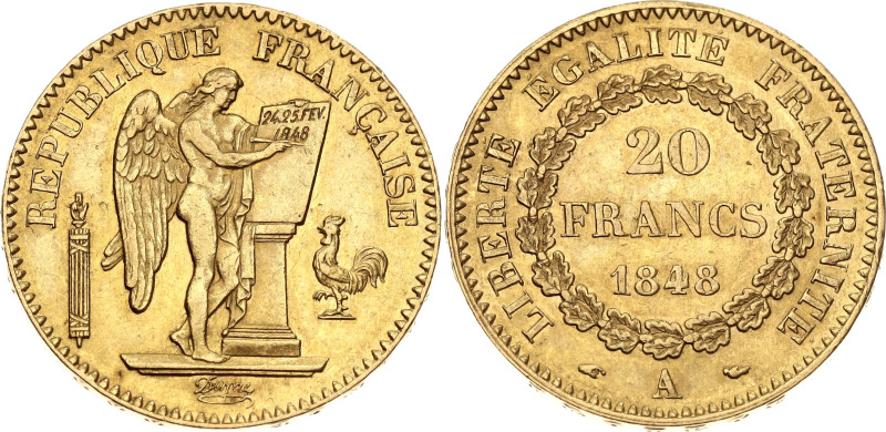 France 20 Francs 1848 A

KM# 757, F# 528/1, N# 8002; Gold (.900) 6.45 g.; Pari...