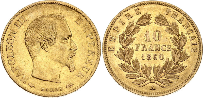 France 10 Francs 1860 A

KM# 784.3, N# 356585; Gold (.900) 3.22 g., 19 mm.; Na...