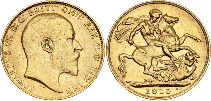 Great Britain 1 Sovereign 1910

KM# 805, N# 13226; Gold (.917) 7.99 g., 22 mm....