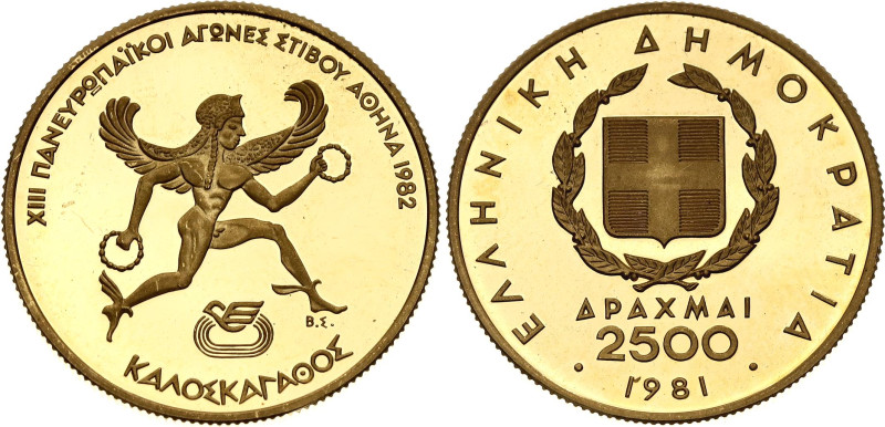 Greece 2500 Drachmai 1981

KM# 128, N# 78269; Gold (.900) 6.45 g., Proof; 1982...