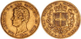 Italian States Sardinia 20 Lire 1841 P