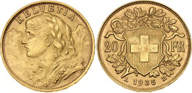 Switzerland 20 Francs 1935 LB
