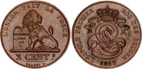 Belgium 2 Centimes 1862