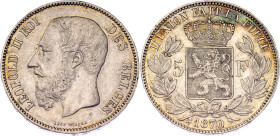 Belgium 5 Francs 1870