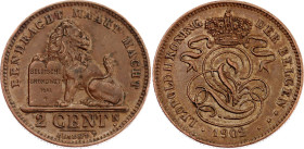 Belgium 2 Centimes 1902