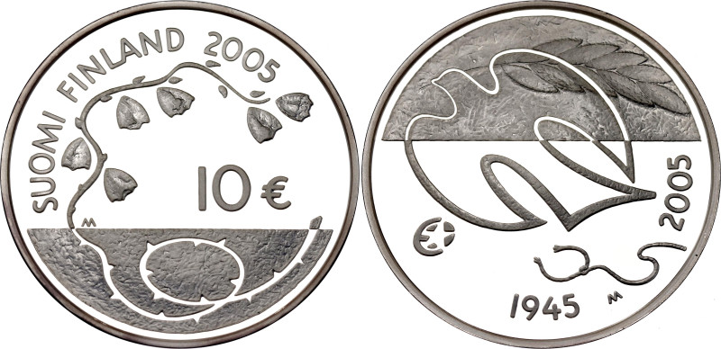 Finland 10 Euro 2005

KM# 120, Schön# 118, N# 13330; Silver., Proof; 60th Anni...