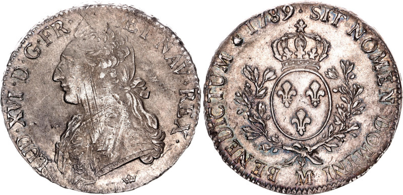 France 1 Ecu 1789 M

KM# 564.10, N# 5768; Silver; Louis XVI; Toulouse Mint; XF...