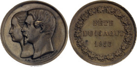 France Copper Medal "Napoleon III with Eugenie" 1853