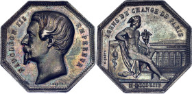 France Silver Octagonal Jeton "Napoleon III - Paris Stock Exchange" 1853 MDCCCLIII