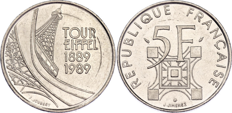 France 5 Francs 1989

KM# 968, Gad# 772, N# 21; Nickel plated Copper-Nickel; 1...