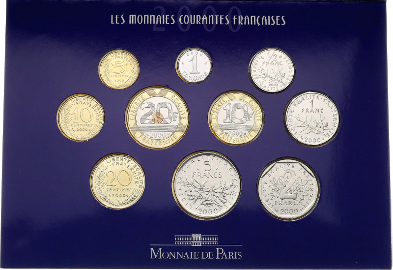 France Annual Coin Set of 10 Coins 2000

KM# MS17; Various Compositions; 2 - 5...