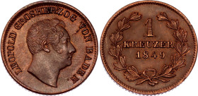 German States Baden 1 Kreuzer 1849