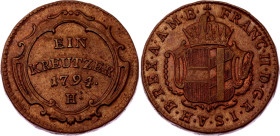 German States Futher Austria 1 Kreuzer 1794 H