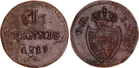German States Hesse-Darmstadt 1 Pfennig 1819