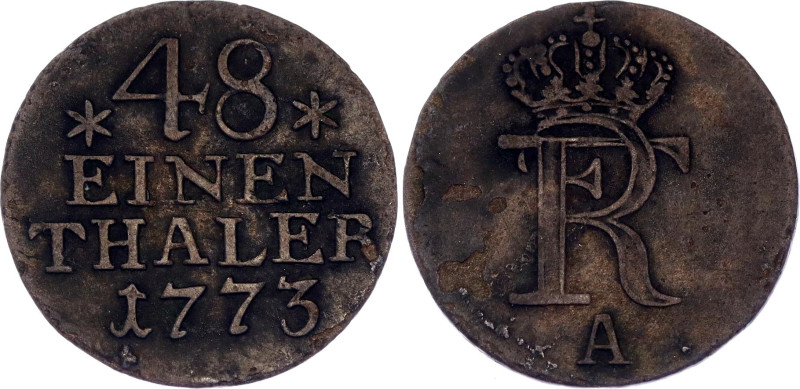 German States Prussia 1/48 Taler 1773 A

KM# 327, N# 18125; Billon; Friedrich ...