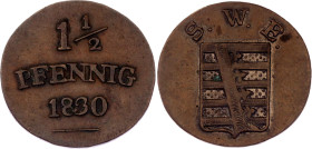 German States Saxe-Weimar-Eisenach 1-1/2 Pfennig 1830