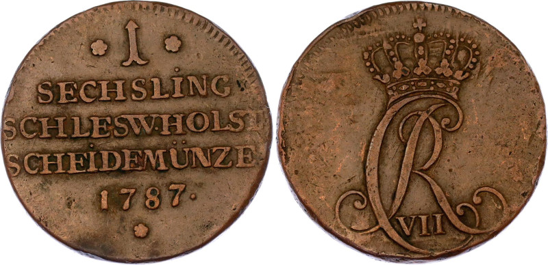 German States Schleswig-Holstein 1 Sechsling 1787

KM# 118, N# 33159; Copper; ...