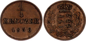 German States Wurttemberg 1/4 Kreuzer 1856