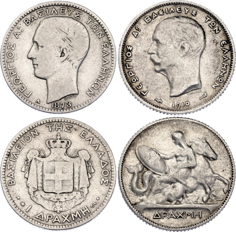 Greece 2 x 1 Drachme 1873 - 1910

KM# 38, 60; Silver; George I ; XF