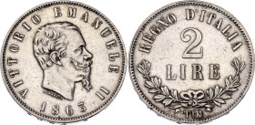 Italy 2 Lire 1863 T BN