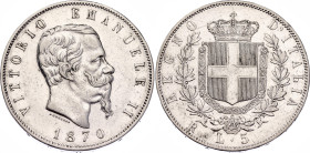 Italy 5 Lire 1870 R Key Date