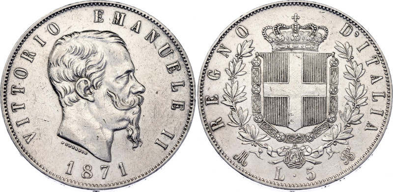 Italy 5 Lire 1871 M BN

KM# 8.3, N# 2290; Silver; Vittorio Emanuele II; Milan ...