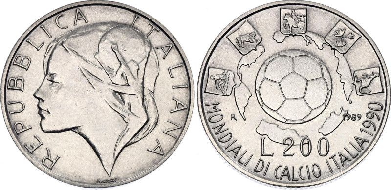 Italy 200 Lire 1989 R

KM# 133, N# 36471; Silver; FIFA World Cup 1990 - Italy;...