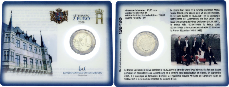 Luxembourg 2 Euro 2006

KM# 88, N# 2197; Bimetall; Henri I; 25th Birthday of G...