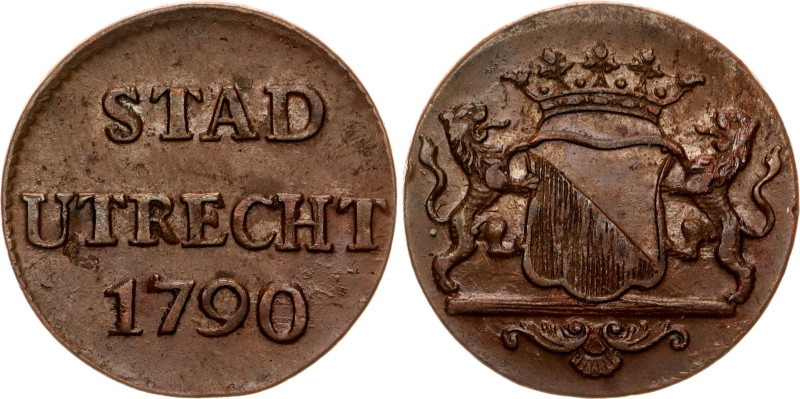 Netherlands Utrecht 1 Duit 1790

KM# 91, N# 6171; Copper; AUNC