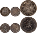 Netherlands 1/2 - 2-1/2 Cent 1877  - 1916