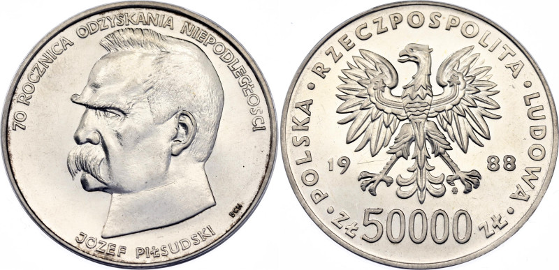 Poland 50000 Zlotych 1988

Y# 180, N# 20247; Silver; 70th Anniversary of Polan...