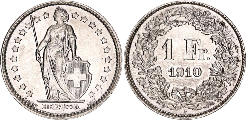 Switzerland 1 Franc 1910 B

KM# 24, N# 184; Silver; Helvetia Standing; UNC wit...