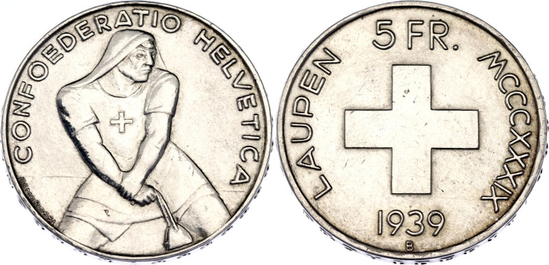 Switzerland 5 Francs 1939 B

KM# 42, N# 27035; Silver; "Laupentaler"; 600th An...