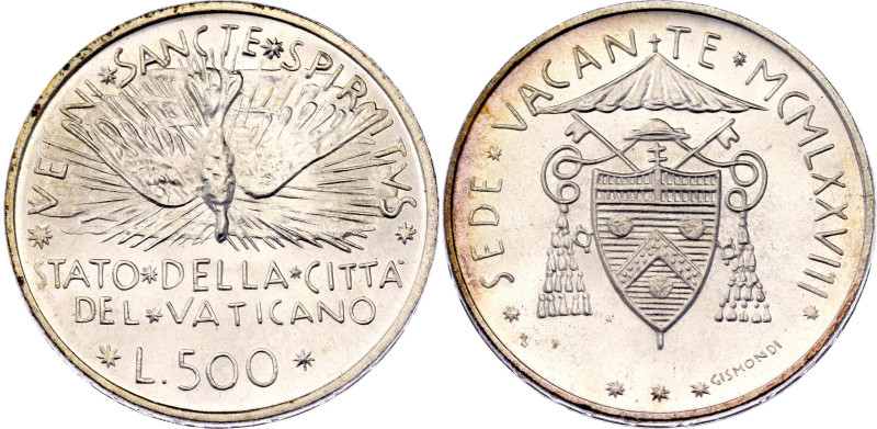 Vatican 500 Lire 1978

KM# 140, N# 7219; Silver; Sede Vacante; In the original...