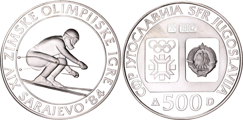 Yugoslavia 500 Dinara 1982

KM# 92, N# 22900; Silver., Proof; Winter Olympics ...