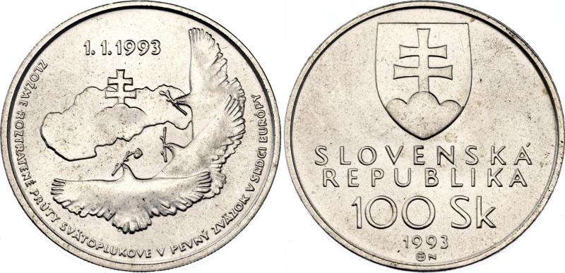 Slovakia 100 Korun 1993 MK

KM# 16, N# 14338; Silver; National Independence; M...