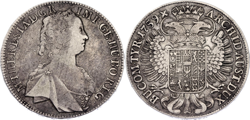 Austria 1 Taler 1759

KM# 1816, N# 33437; Silver; Maria Theresia; Hall Mint; V...