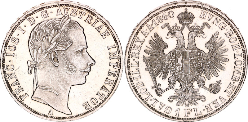 Austria 1 Florin 1860 A

KM# 2219, N# 7004; Silver; Franz Joseph I; UNC