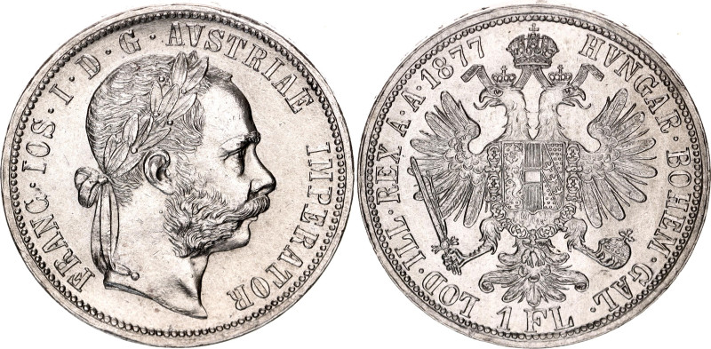 Austria 1 Florin 1877

KM# 2222, Schön# 149, N# 4726; Silver; Franz Joseph I; ...