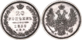 Russia 20 Kopeks 1855 СПБ НI