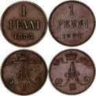 Russia - Finland 2 x 1 Penni 1883 - 1894