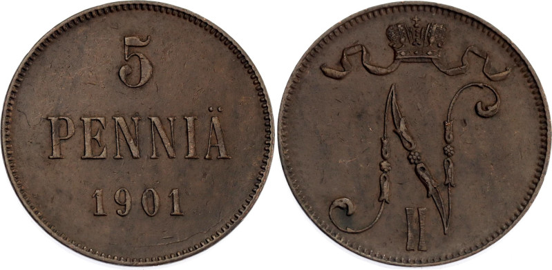 Russia - Finland 5 Pennia 1901

Bit# 445, Conros# 488/15; Copper 6.33 g.; XF